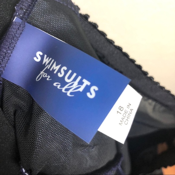 EUC High Neck Wrap One Pc Swimsuit Navy & White - Picture 6 of 8